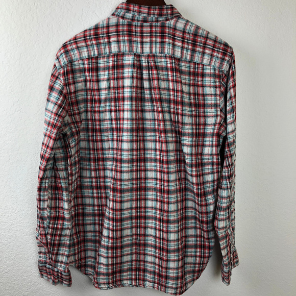 Gap Mens Button Down Shirt, Red Plaid Medium - Picture 7 of 8